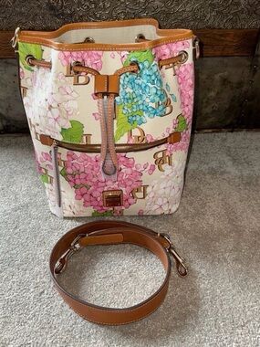 Dooney & Bourke Hydrangea Drawstring Hobo Bag in coated cotton